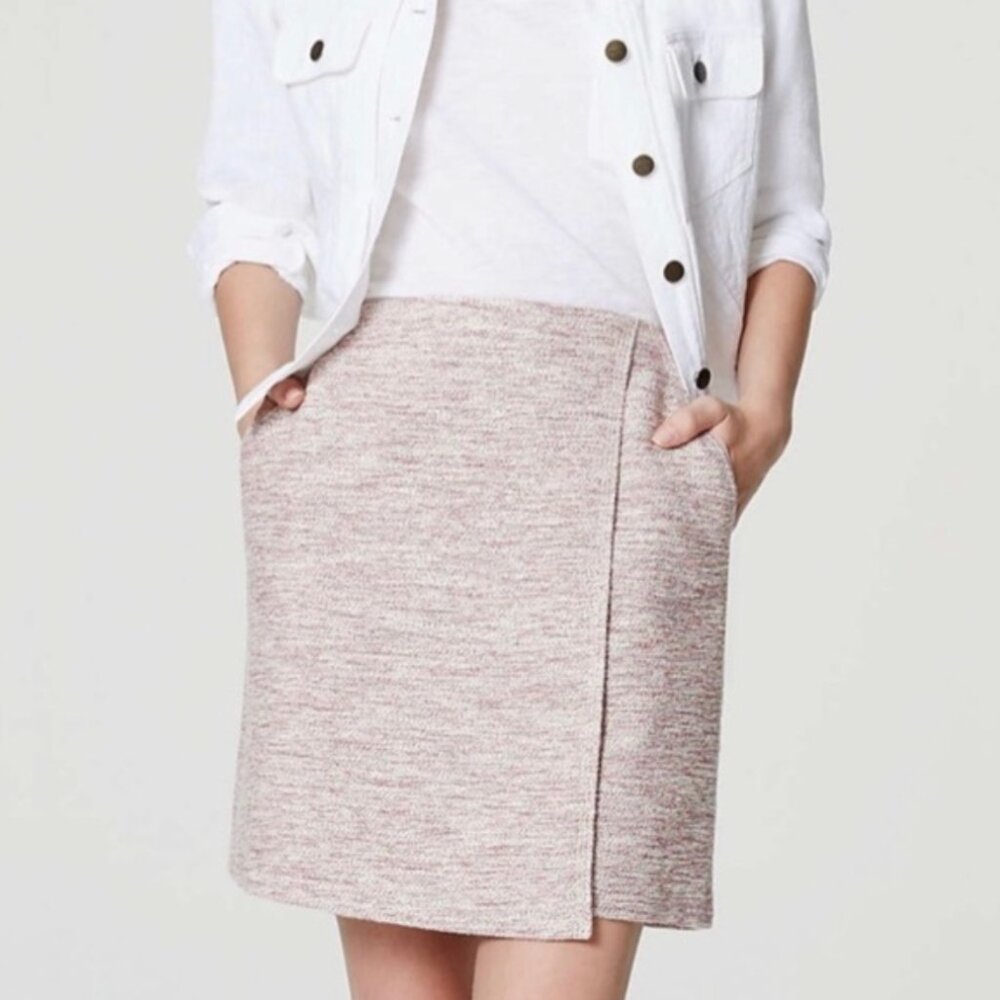 Ann Taylor Loft Pink Tweed Wrap Skirt, size 2